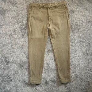 Kiton Trousers Mens 48IT (Fit 33x28) Tan Cotton Cashmere Slim Fit *Read*